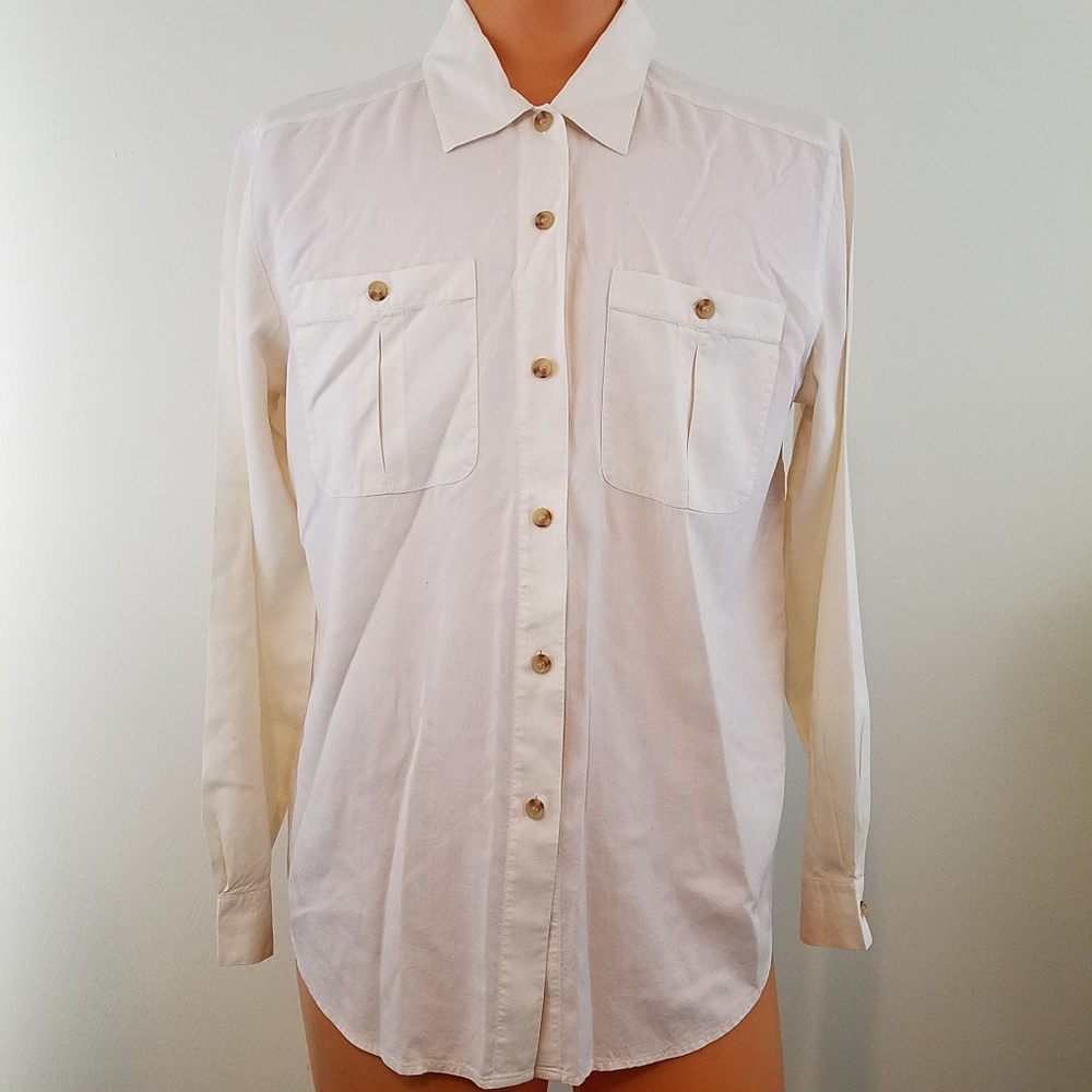 ORVIS Womens 100% Silk Button Down Front Medium